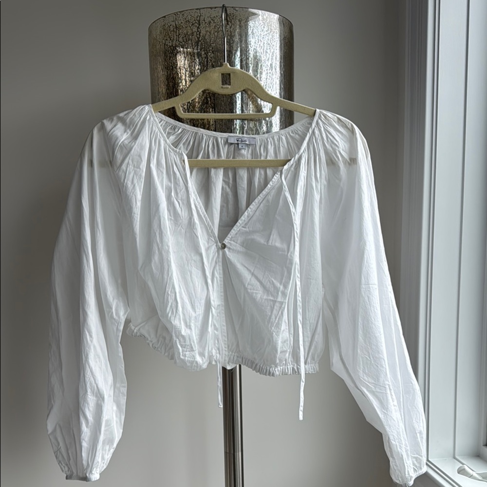 Rails White Ruched Tie Front Crop Top